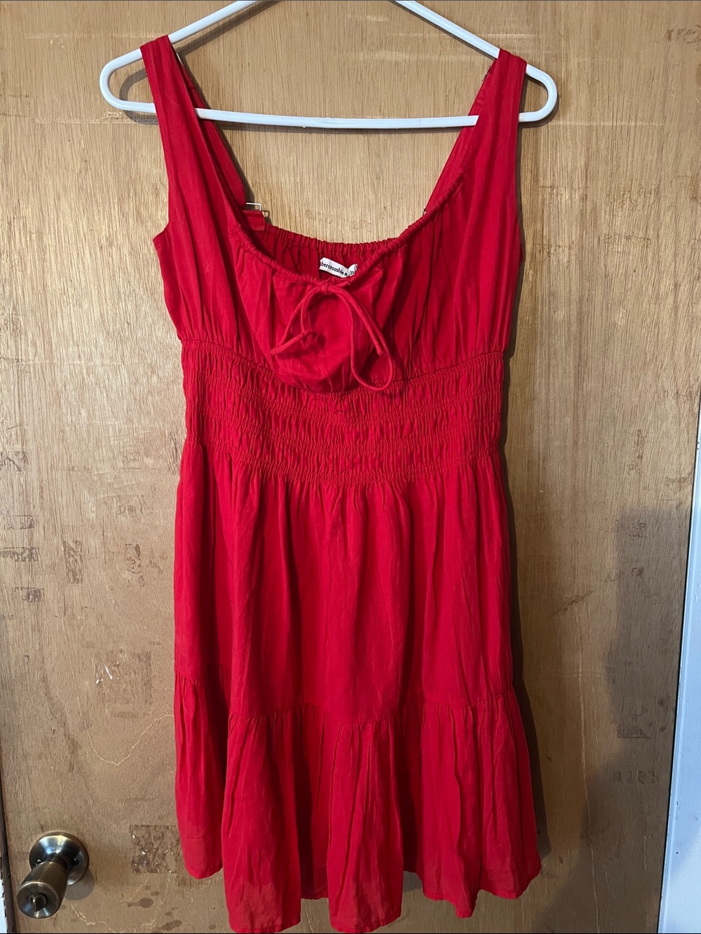 Abercrombie & Fitch Red Smocked Mini Dress